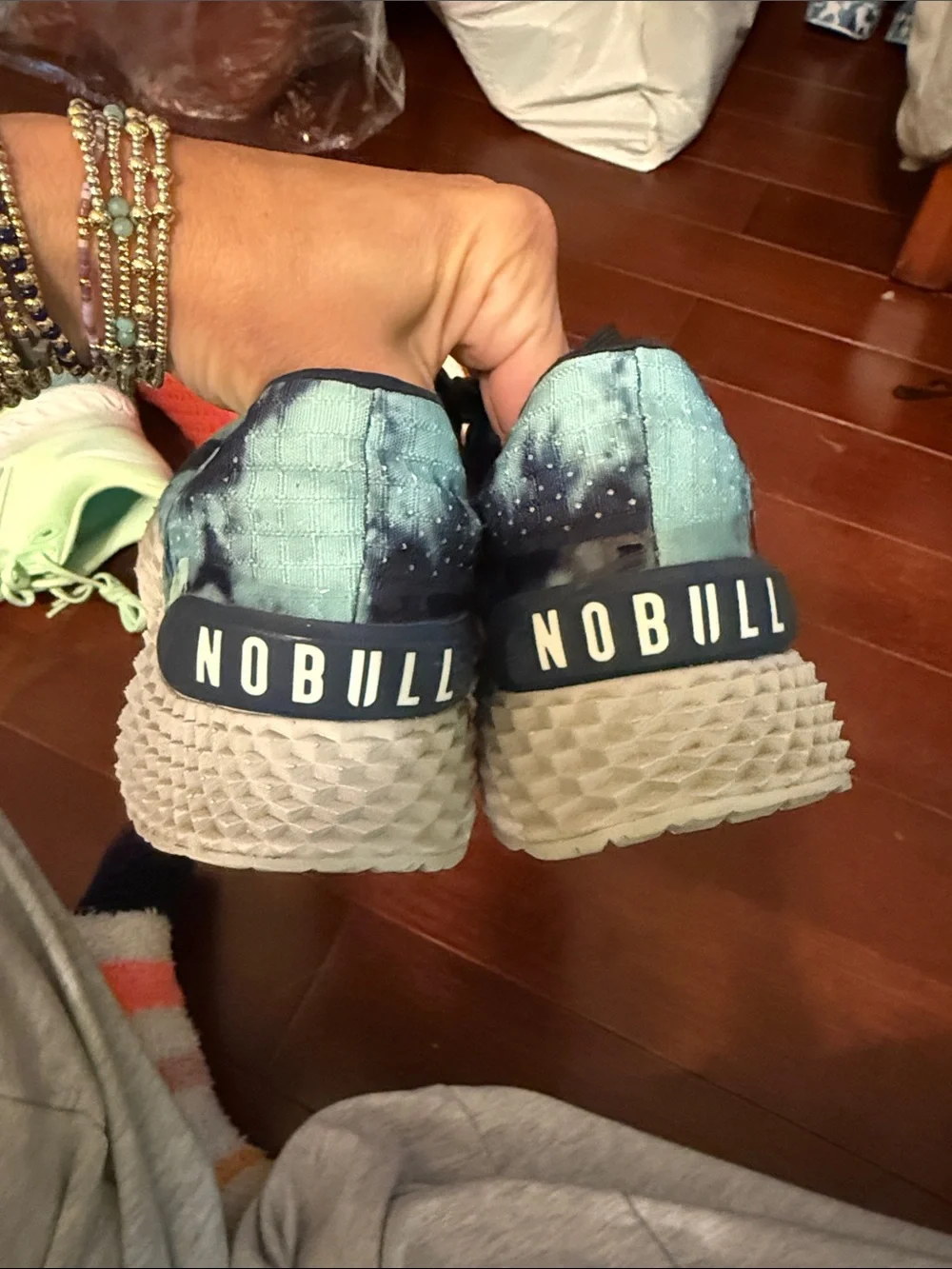 NOBULL Tie-Dye Knit Trainer in Light Blue and Black
